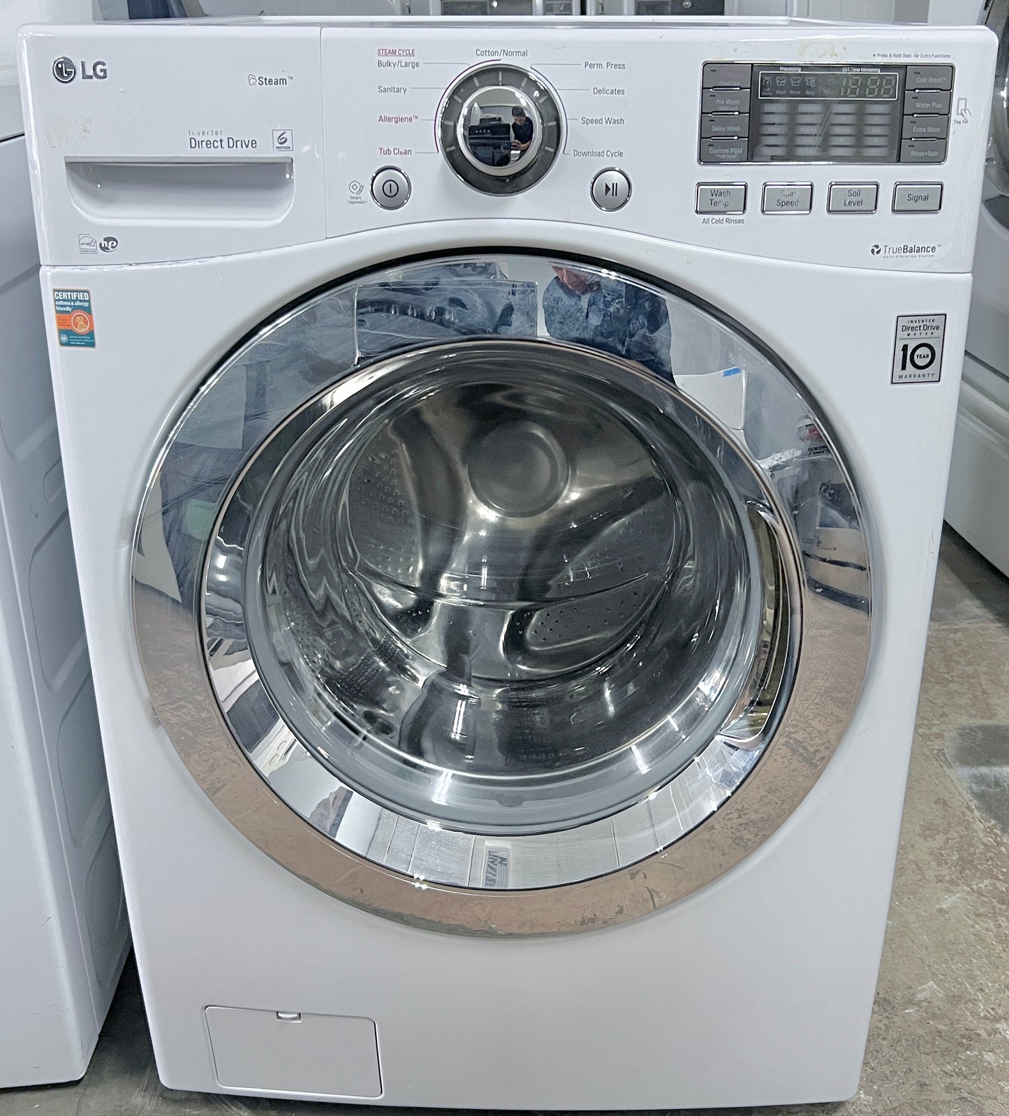 LG  WM3370HWA 27 Inch 4.3 cu. ft. Front Load Steam Washer 1,300 RPM, LG Twin Wash Compatibility, Allergiene Cycle, Never Rust Stainless Steel Drum , Energy Star, White ,444495