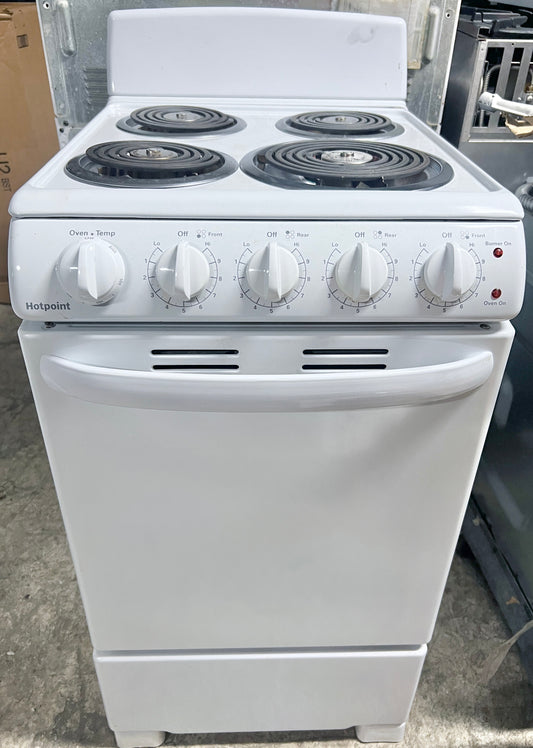 20 Inch Compact Electric Range Hotpoint Range 4 Burner Coil Element , Oven , White , 444496