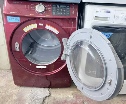 27 Inch Samsung 7.5 Cu ft Front Load Electric Dryer In Burgundy, DV42H5200EF/A3, 444376  ,
