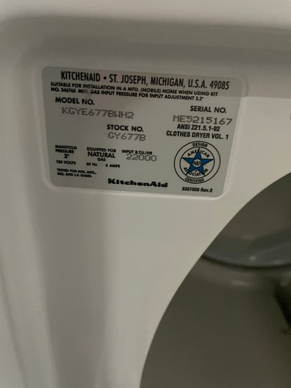 KitchenAid Gas Dryer In White, KGYE677BWH2, 999790