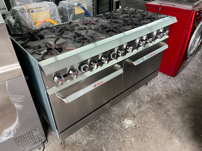 IR-10-60 IKON 60 Inch Commercial Gas Range 30K Btu Burners, 12" Cast Iron Grates, Porcelain Coated Oven Interior Door, Sides & Hearth, Stainless Steel Front, Back Riser & Lift Off Shelf, (6) 1" Adjustable Legs, Csa-Sanitation, Csa Flame, Csa Star, 369319