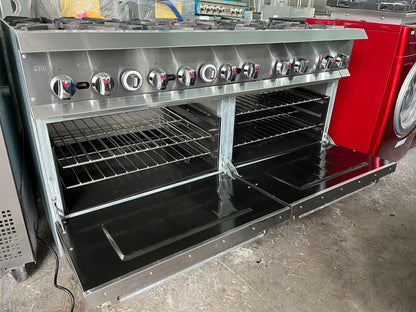 IR-10-60 IKON 60 Inch Commercial Gas Range 30K Btu Burners, 12" Cast Iron Grates, Porcelain Coated Oven Interior Door, Sides & Hearth, Stainless Steel Front, Back Riser & Lift Off Shelf, (6) 1" Adjustable Legs, Csa-Sanitation, Csa Flame, Csa Star, 369319