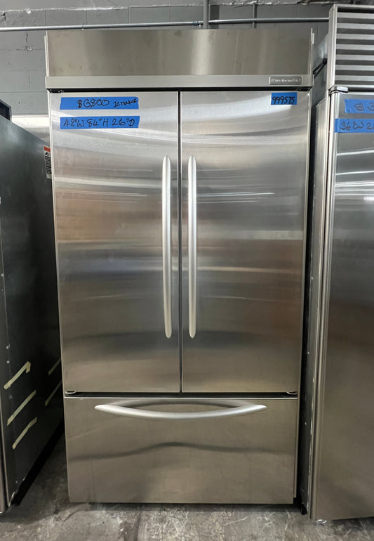 Kitchenaid 42 Inch French Door Built In Counter Depth Refrigerator, KBFC42FSS 00, Stainless Steel 999575