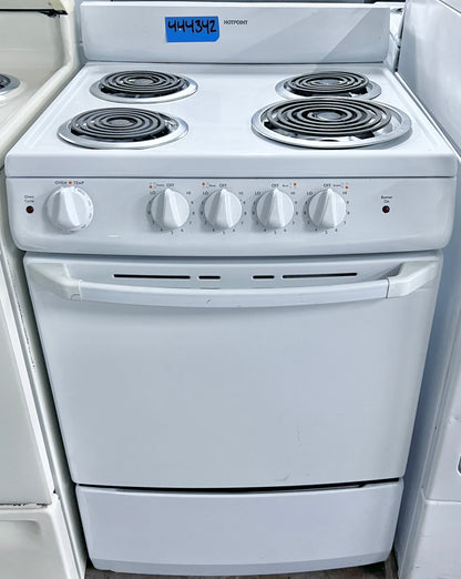 24 Inch Hotpoint Electric Range with Oven 4 Burner Coil Elements , White , 444342