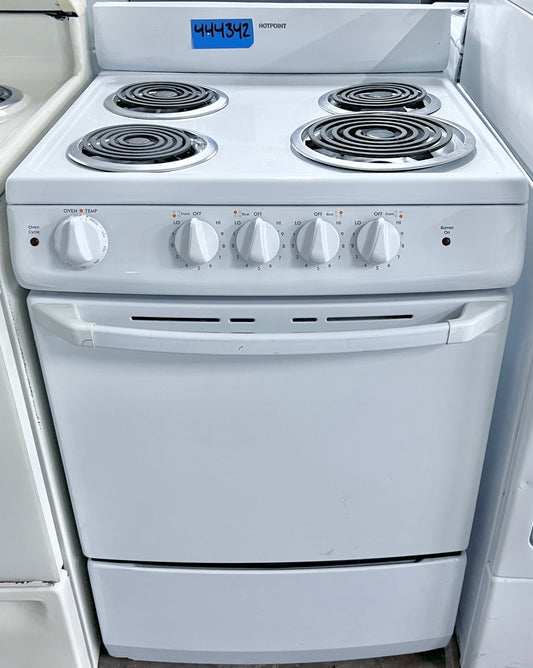 24 Inch Hotpoint Electric Range with Oven 4 Burner Coil Elements , White , 444342