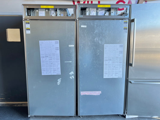 Subzero 72 Inch Built In Pane Ready Side By Side Refrigerator and Freezer , BI36F/O, BI36R/O, New Open Box