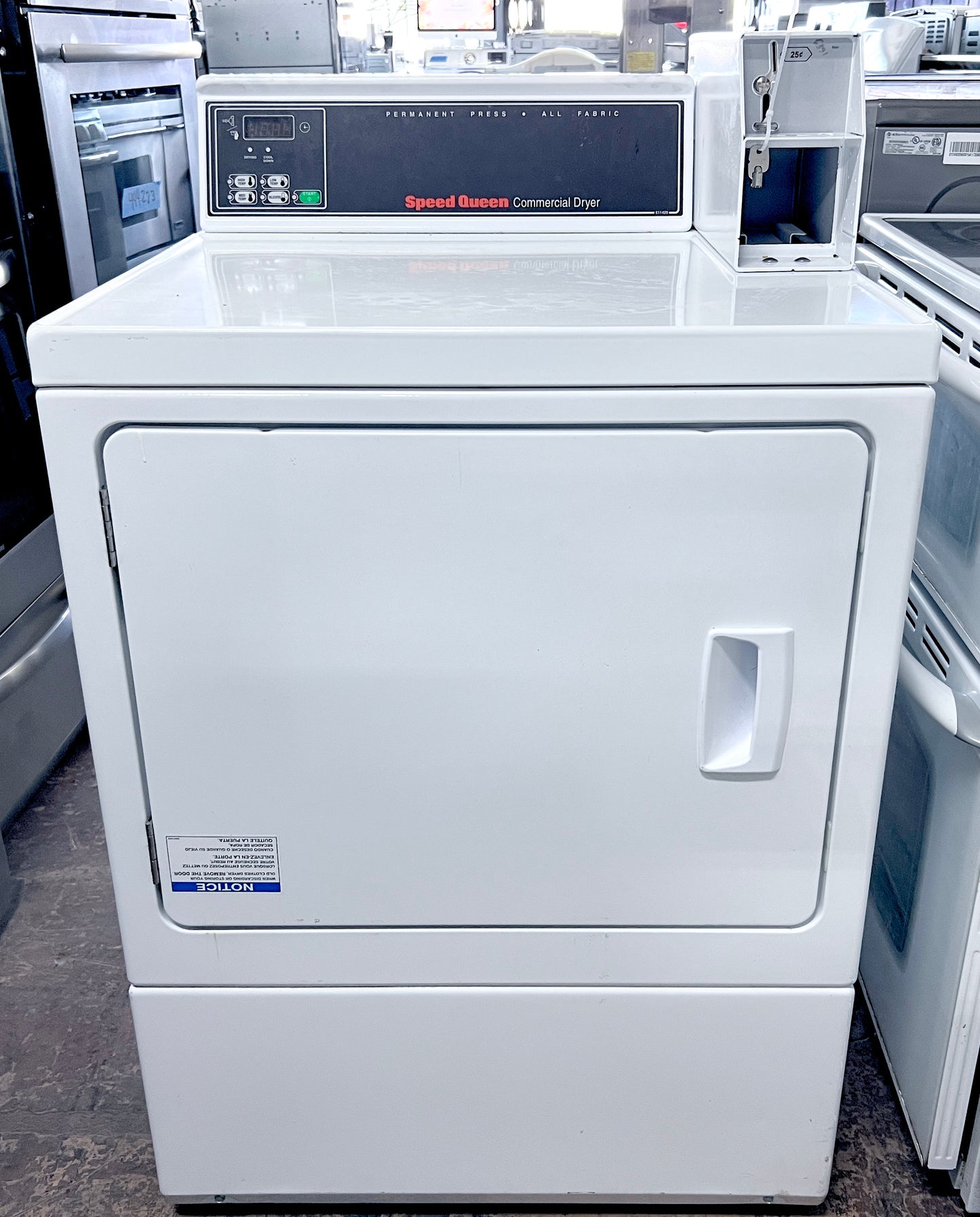 27 Inch Speed Queen Commercial Gas Dryer Front Load Machine , Coin Operated or Bluetooth Enabled , Whire , Heavy Duty 373715