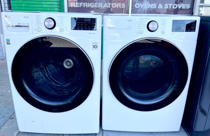 27 Inch LG ThinQ Steam Electric Dryer and Washer Machine Set , WM4000HWA , DLEX4000W , 373726