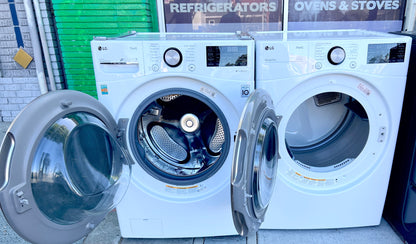27 Inch LG ThinQ Steam Electric Dryer and Washer Machine Set , WM4000HWA , DLEX4000W , 373726