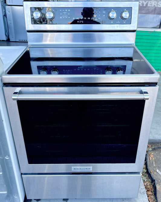 KitchenAid  KFEG500ESS 30 Inch Electric Range 5 Burner, 6.4 cu. ft. True Convection Oven, 2 Dual Elements, Warm Zone, Self Clean , Sabbath, Stainless Steel , 373721