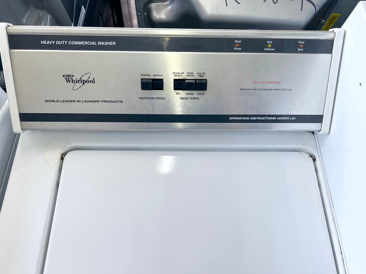 27 Inch Whirlpool Commercial Coin Operated Washer Machine , Top Load , White , CAM2752KQ , 373728