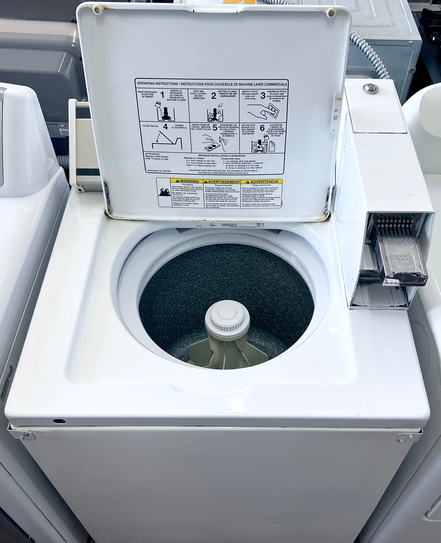 27 Inch Whirlpool Commercial Coin Operated Washer Machine , Top Load , White , CAM2752KQ , 373728