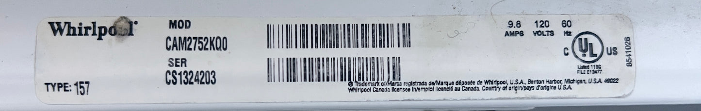 27 Inch Whirlpool Commercial Coin Operated Washer Machine , Top Load , White , CAM2752KQ , 373728