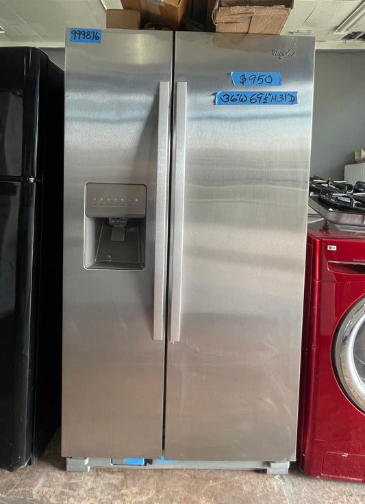 Whirlpool 36 Inch Side By Side Refrigerator In Stainless steel, WRS325FDAM, 999876
