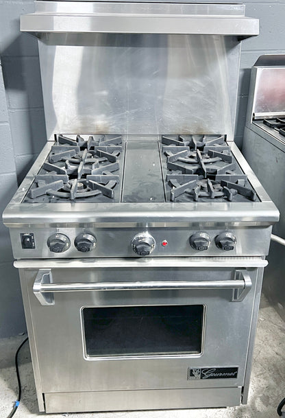 30 Inch Wolf Gourmet Stainless Steel 4 Burner Gas Range Convection Oven , 373730