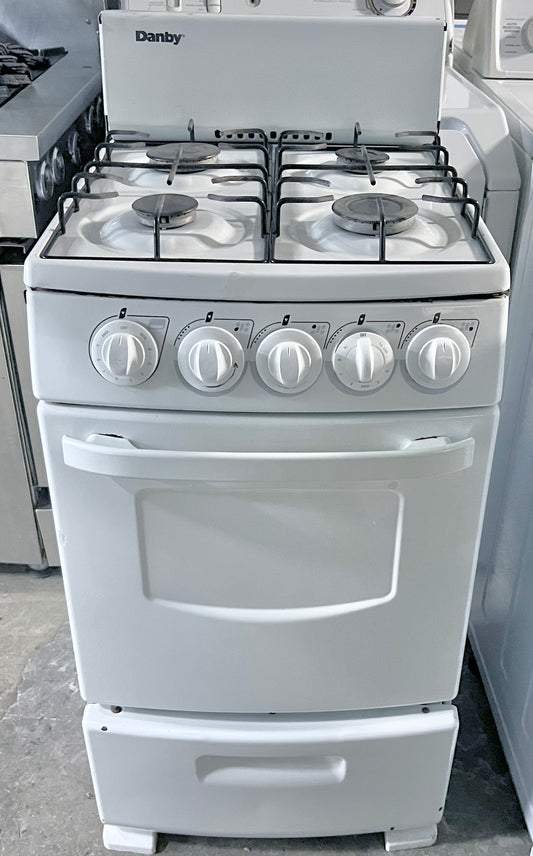Danby 4 Burner Gas Range ,  Oven , White 20 Inch 444513