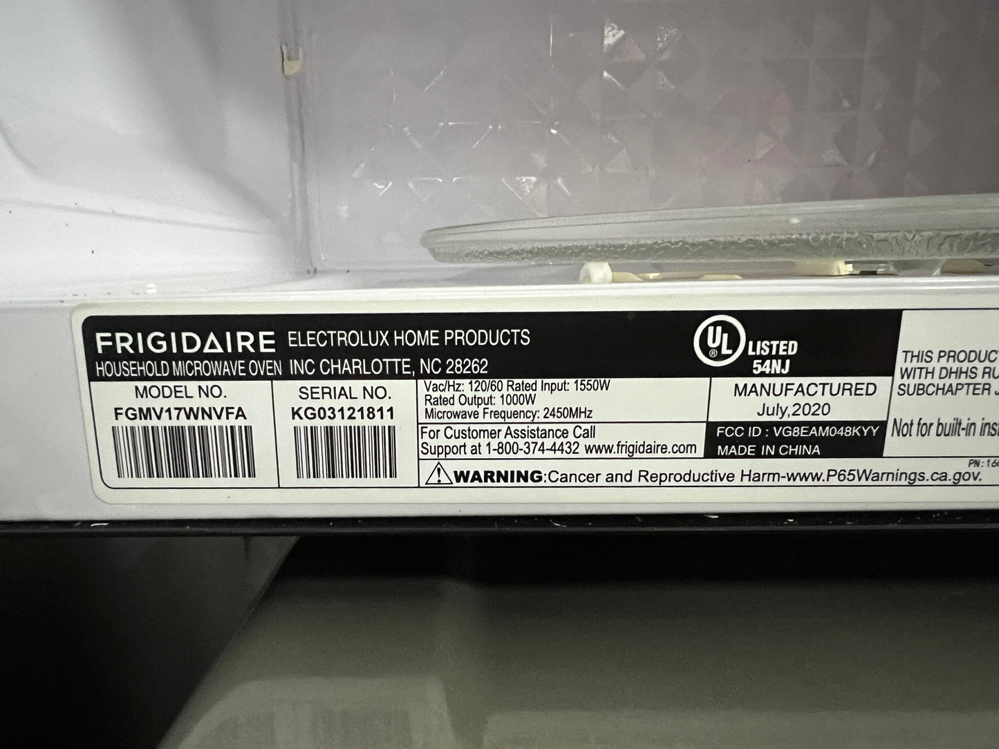 Frigidaire Over The Range Microwave in Stainless Steel, FGMV17WNVFA,999607