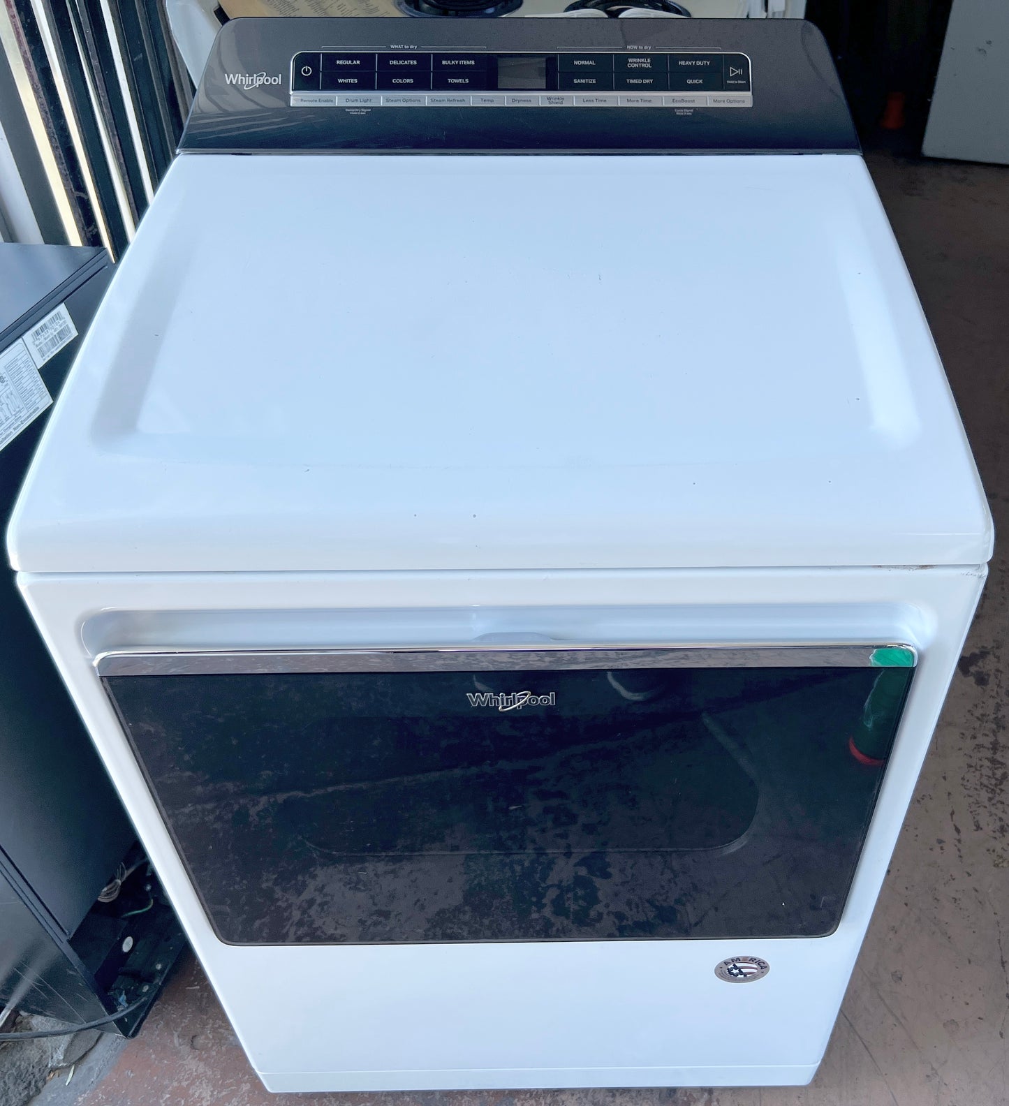 27 Inch Whirlpool  WED7120HW Electric Smart Dryer , 7.4 Cu. Ft., Wrinkle Shield, Wi-Fi,  Steam, Energy Star , White , 373732
