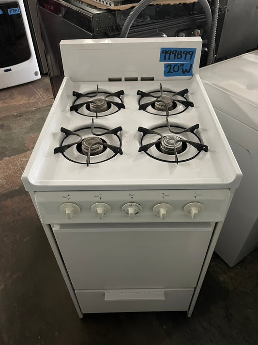 Premier 20 Inch Compact 4 Burner Gas Range In White, 999899