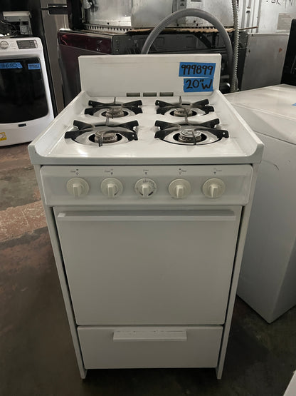 Premier 20 Inch Compact 4 Burner Gas Range In White, 999899