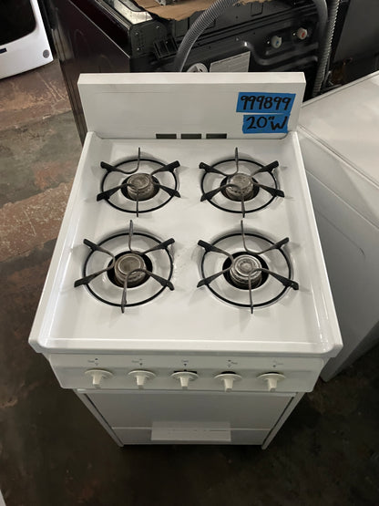 Premier 20 Inch Compact 4 Burner Gas Range In White, 999899