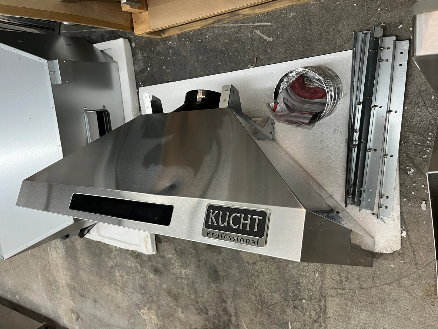 Kucht KRH3612IS Professional Series 36 Inch Pro Style Island Mount Ducted Hood 900 CFM, LED Lights, LED Lighting, Stainless Steel Baffle Filter, Remote Control, Dishwasher Safe Filters in Stainless Steel, 369240