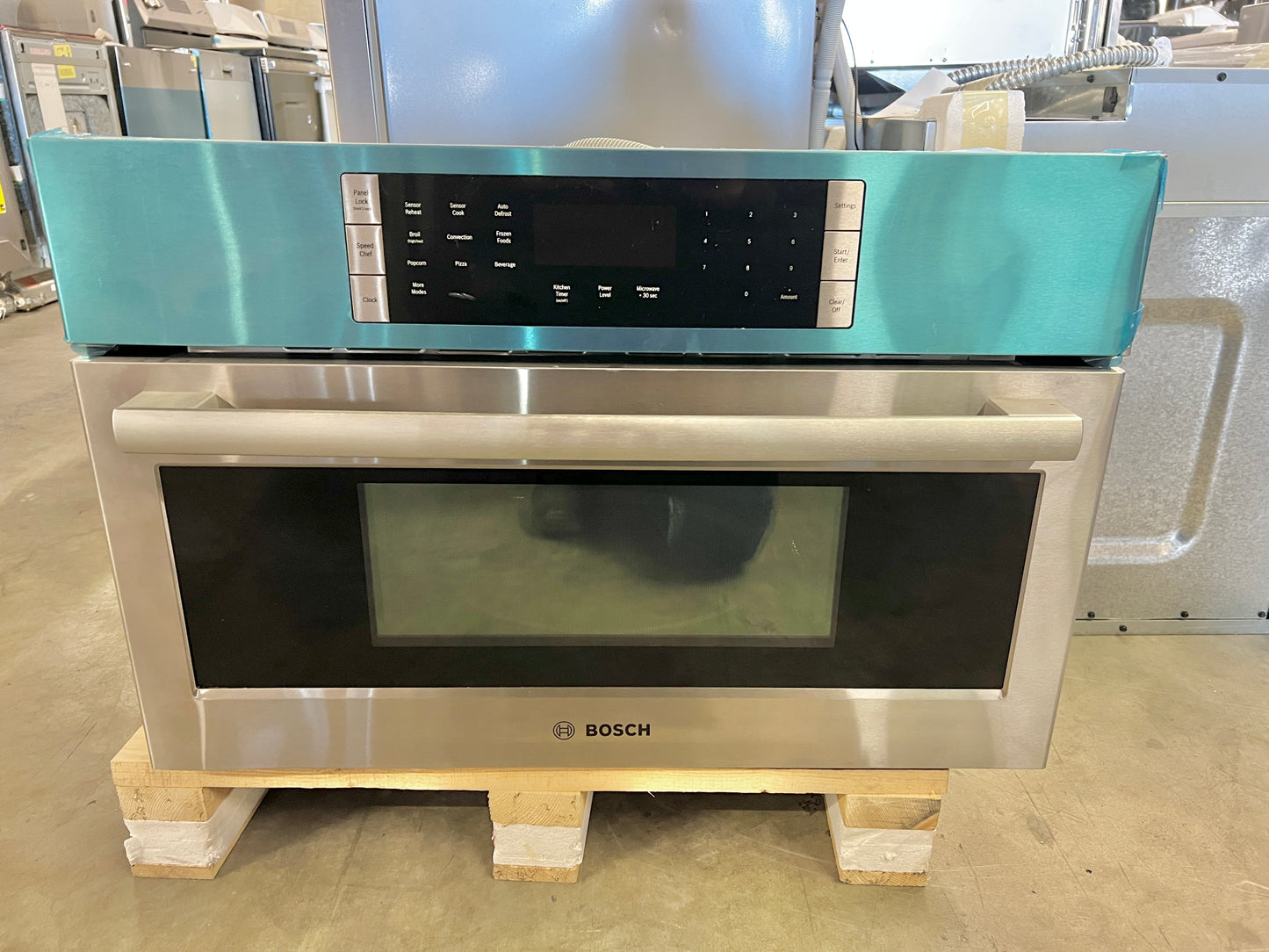 Bosch 800 Series  HMC80252UC 30 Inch Speed Oven , 1.6 cu. ft., 2 in 1 Microwave and Convection Cooking, 9 Speed Chef Cycles, LED Interior Lighting, Flush Installation , Child Lock, New Open Box