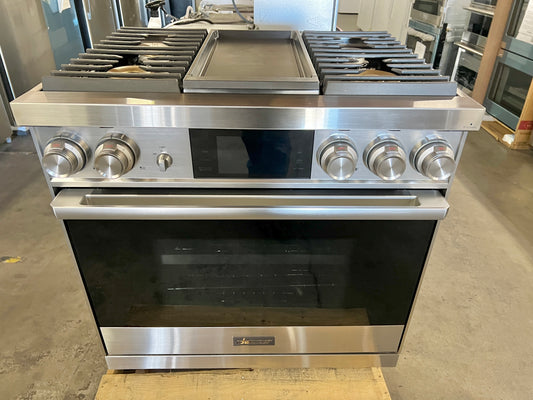 Dacor Contemporary  DOP36M94DLS 36 Inch Freestanding Professional Dual Fuel Gas Range , 4 Sealed Burners, 4.8 Cu. Ft. Oven, Steam Clean, Self Clean, Illumina Knobs, iQ Kitchen App, WiFi, Griddle, Stainless Steel