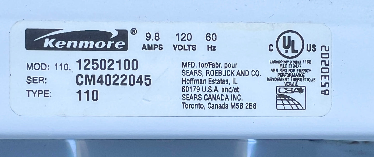 24 Inch Kenmore Heavy Duty Top Load Washer with Transmission , 110.12502100 , White , 373739