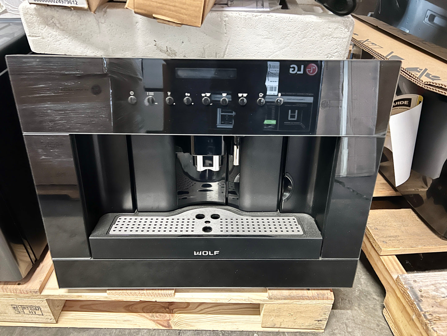 Wolf  EC24B 24 Inch Built in Coffee System with Adjustable Grinder, Hot Water Dispenser, Removable Milk Carafe, Mounted Glide System , Non Plumbed , New Open Box