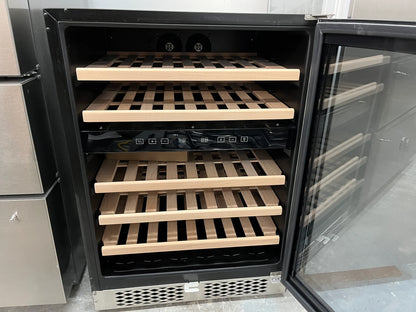 STAIGIS ST24046 24 Inch Wine Refrigerator, Under Counter Dual Zone Wine Cooler Stainless Steel Frame Glass Door, 46 Bottles Wine Fridge for Built In or Freestanding with Concealed Pull Design, 369348