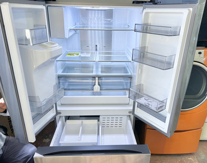 36 Inch Samsung  RF32CG5900SR  Smart 3 Door French Door Refrigerator , 30 cu. ft. , Family Hub, Dual Auto Ice Maker, Slide-In Shelf, Wi-Fi Enabled, ADA Compliant ENERGY STAR: Fingerprint Resistant Stainless Steel , 373745