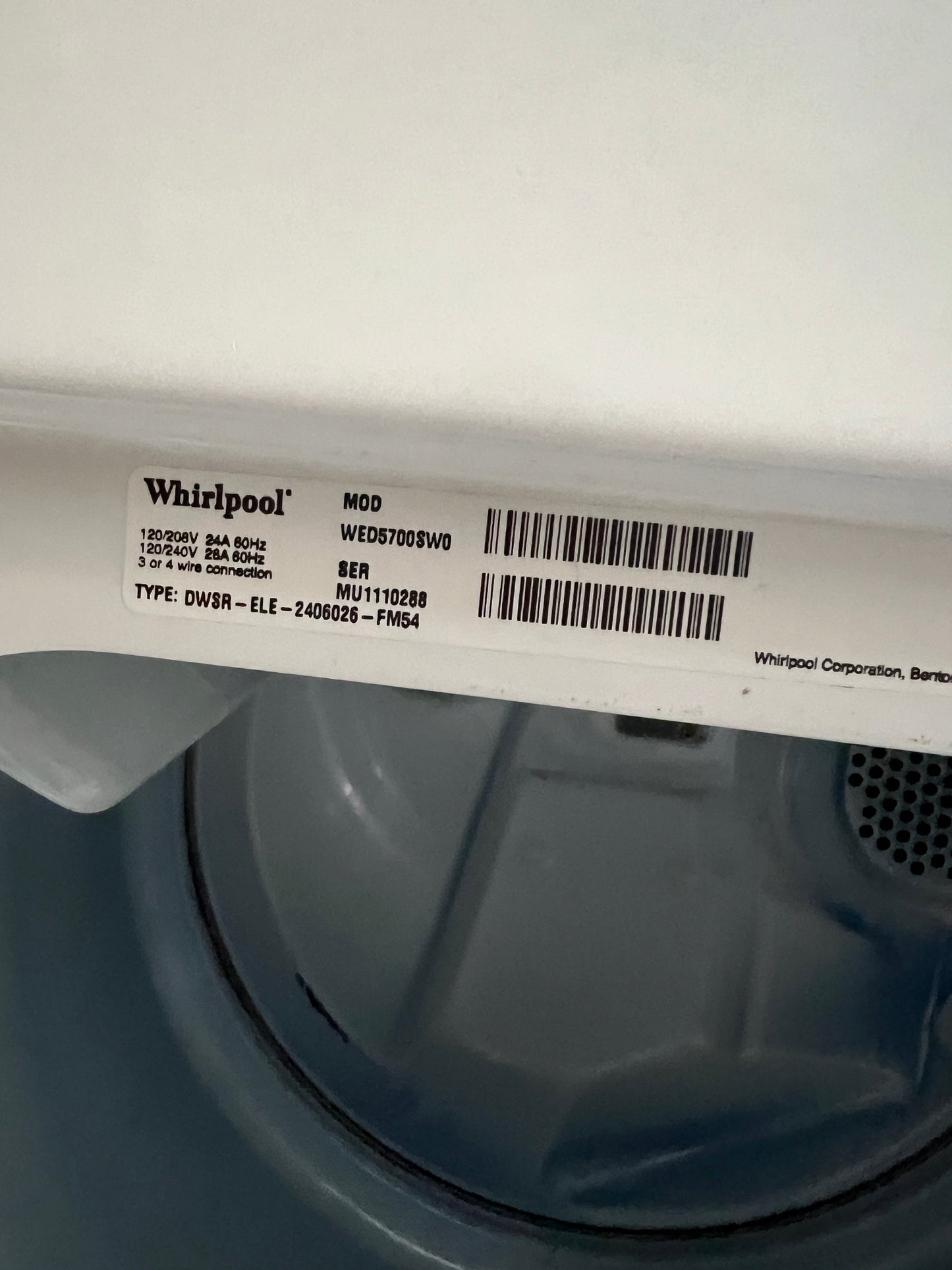 Whirlpool Electric Dryer In White Ready For Pick Up,WED5700SW0, 999646