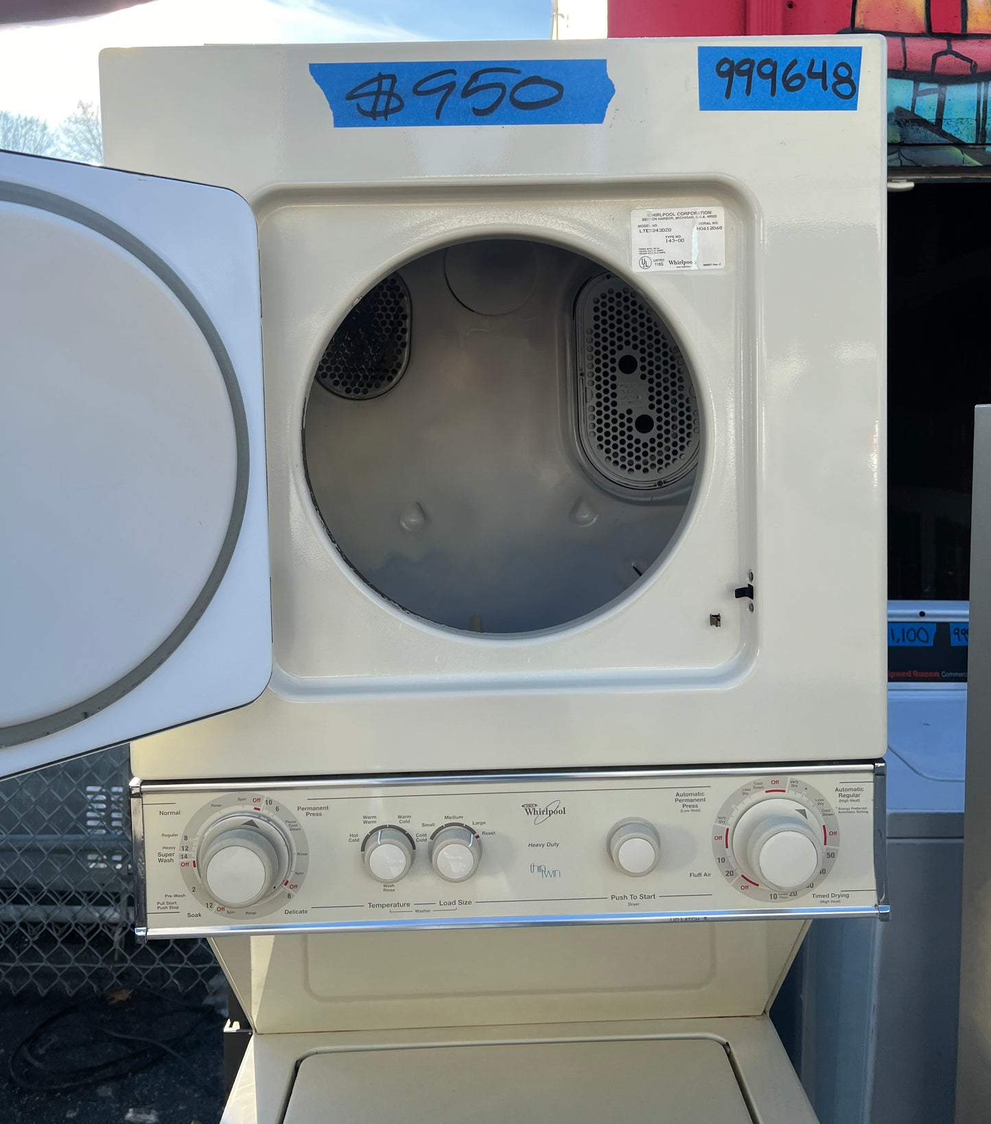Whirlpool 24 Electric Laundry Center In Off White, LTE5243DZ0, 999648