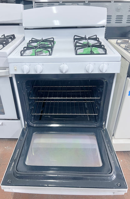 GE JGBS30DEKWW 30 Inch  Gas Range 4 Sealed Burners, Broiler Drawer, Simmer Burner, Big View Window,  ADA Compliant, White
