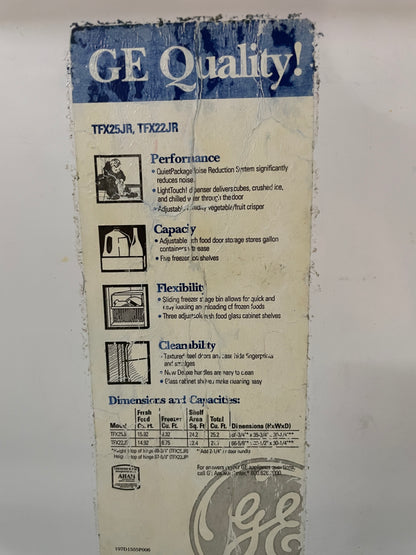 GE 36 Side By Side Refrigerator In Off White, TFX25JR, 444144