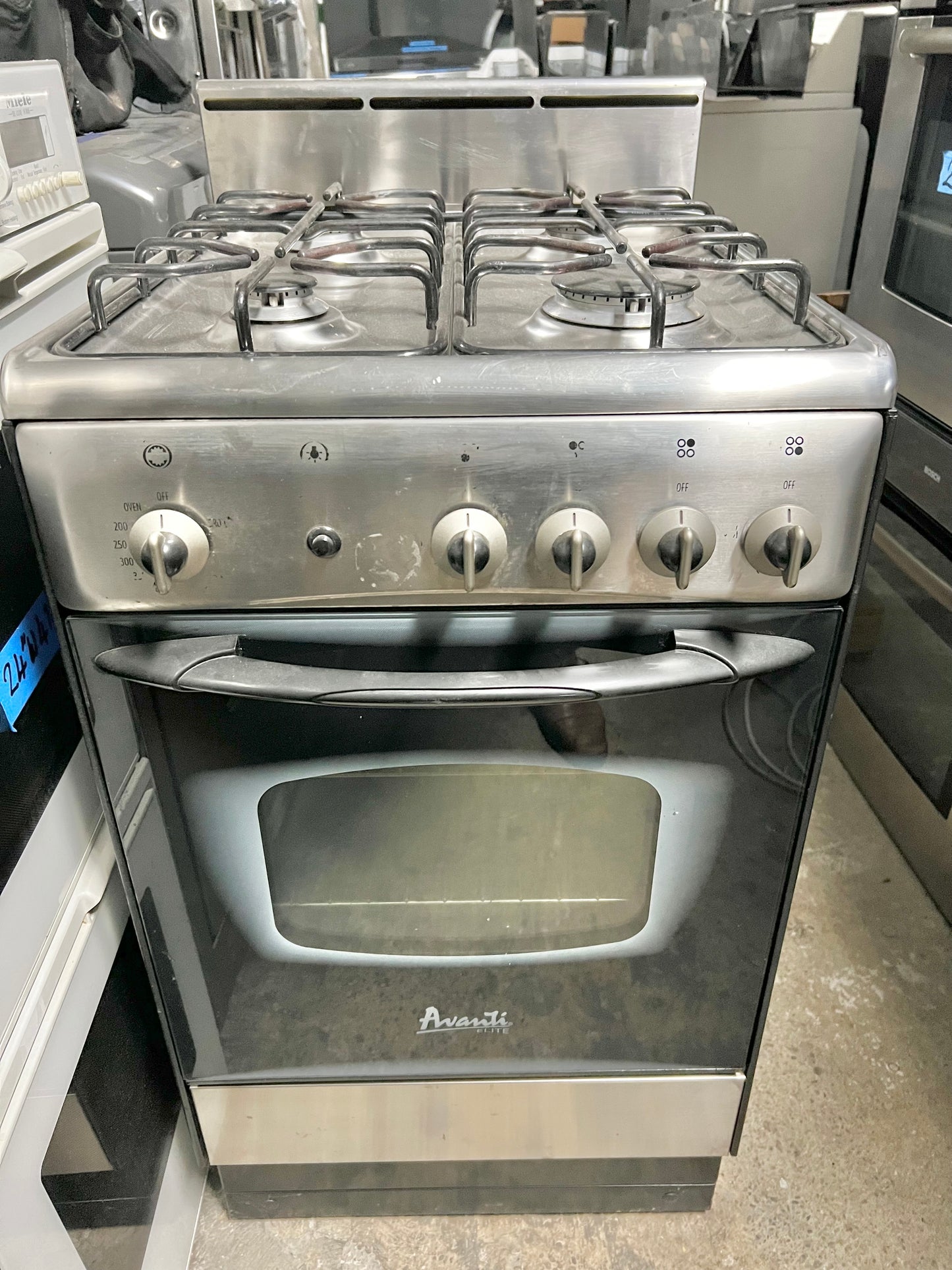 20 Inch Avanti Elite Gas Range Stainless Steel Bake Broil 4 Burner, Natural Gas, 131308