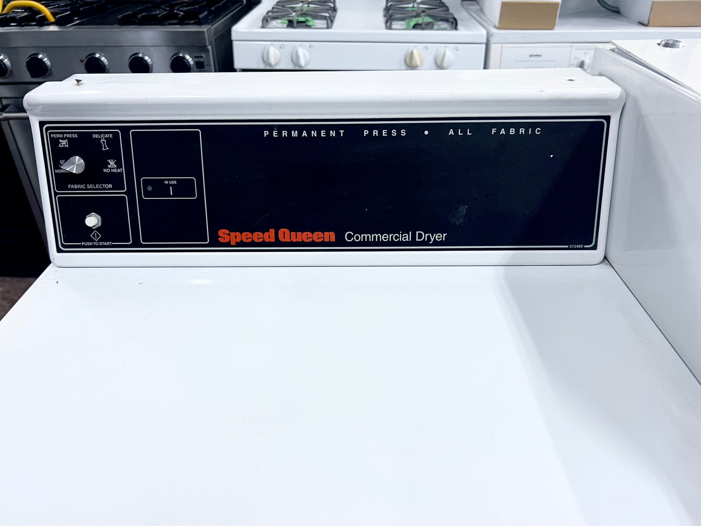 27 Inch Speed Queen Commercial Coin Operated Gas Dryer , Front Load , Coin Slot , White , Heavy Duty Machine , 373748