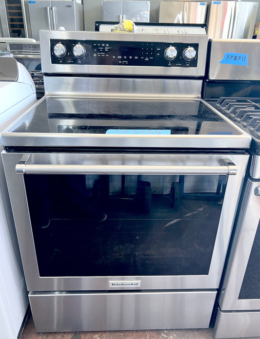 KitchenAid  KFEG500ESS 30 Inch Electric Range 5 Elements, 6.4 cu. ft. Even Heat True Convection Oven, 2 Dual Elements, Warm Zone, Storage Drawer, AquaLift Self Clean Sabbath, Stainless Steel