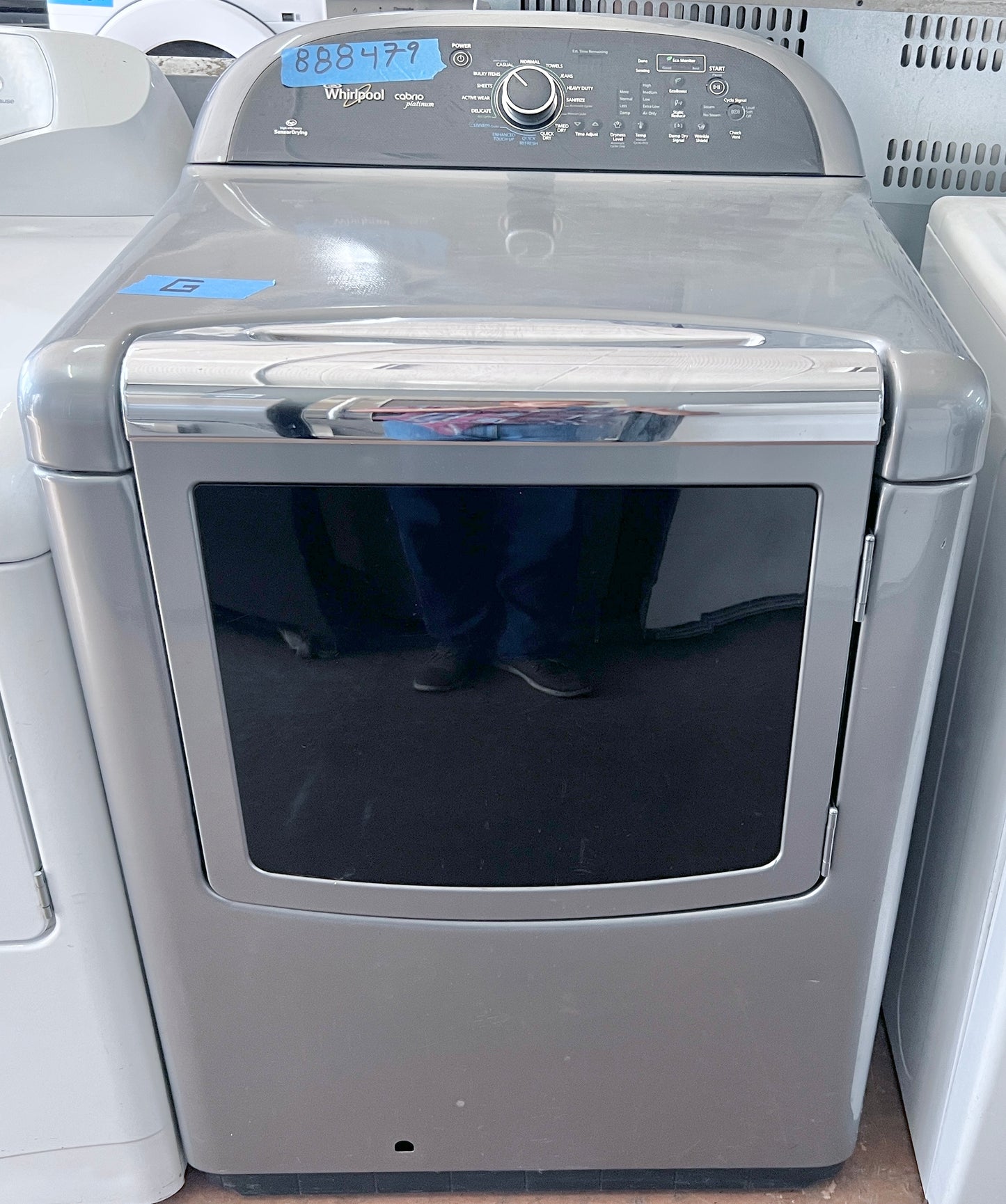 Whirlpool Cabrio  WGD8900BC 29 Inch 7.6 cu. ft. Gas Dryer ,  Steam, EcoBoost, Quick Dry, Sanitize Cycle, Wrinkle Shield Moisture Sensing Chrome Shadow , 888479