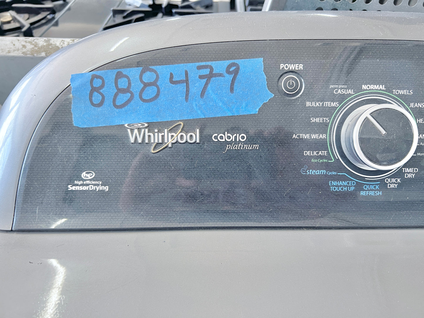 Whirlpool Cabrio  WGD8900BC 29 Inch 7.6 cu. ft. Gas Dryer ,  Steam, EcoBoost, Quick Dry, Sanitize Cycle, Wrinkle Shield Moisture Sensing Chrome Shadow , 888479