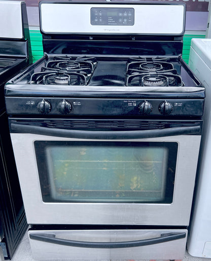 Frigidaire  FGF366ECB 30 Inch Gas Range 4 Sealed Burners, 14,000 BTU Power Burner, Self-Clean Oven, EElectronic Oven Control  Storage Drawer, Stainless Steel