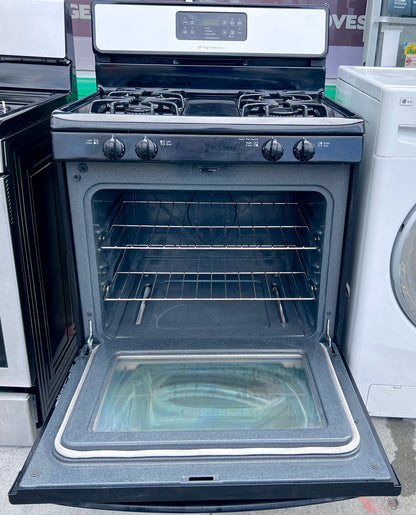 Frigidaire  FGF366ECB 30 Inch Gas Range 4 Sealed Burners, 14,000 BTU Power Burner, Self-Clean Oven, EElectronic Oven Control  Storage Drawer, Stainless Steel