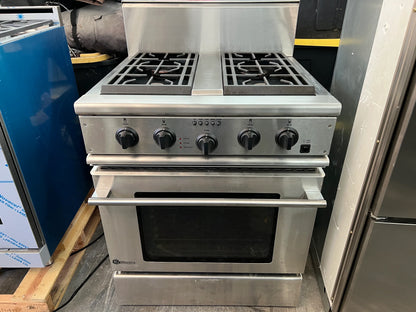 GE Monogram 30 Inch Dual Fuel Gas Range Convection Oven, 4 Open Burners, ZDP30N4YSS Convection Oven, Stainless Steel, 369159