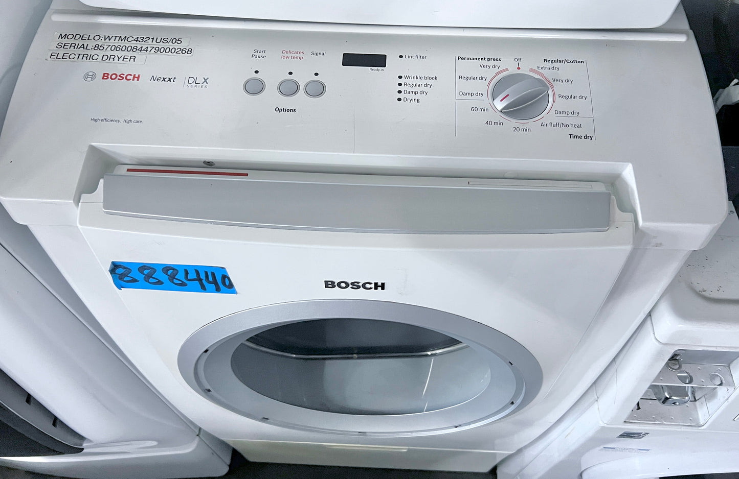 Bosch Nexxt DLX Series  WTMC4321US 27 Inch Electric Dryer 6.7 cu. ft., 11 Drying Cycles, LED Display , 888440