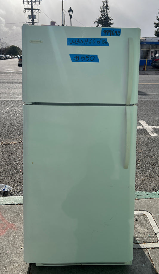 Frigidaire 30 Inch Top Freezer Refrigerator In White, FRT18B5AW7, 999693