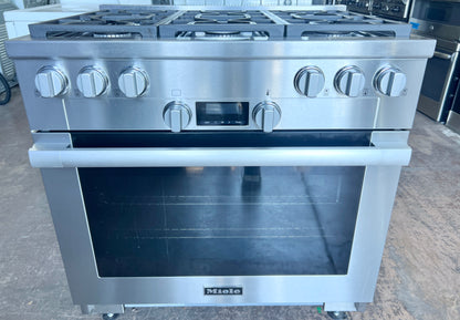Miele HR1134G Gas Range 6 Dual Stacked Burners, Simmer, Convection Oven, Natural Gas , Stainless Steel 36 Inch , 373779