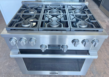 Miele HR1134G Gas Range 6 Dual Stacked Burners, Simmer, Convection Oven, Natural Gas , Stainless Steel 36 Inch , 373779
