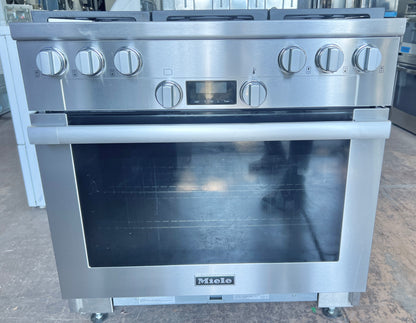Miele HR1134G Gas Range 6 Dual Stacked Burners, Simmer, Convection Oven, Natural Gas , Stainless Steel 36 Inch , 373779