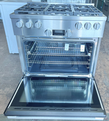Miele HR1134G Gas Range 6 Dual Stacked Burners, Simmer, Convection Oven, Natural Gas , Stainless Steel 36 Inch , 373779